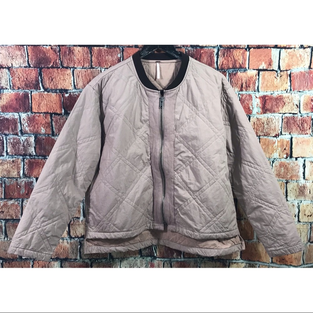 Free People Quilted Stitched High Low Jacket Coat
